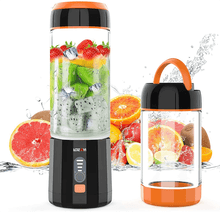 LOZAYI Portable Blender Travel USB Rechargeable Juicer Cup, Cordless Mini Blender with Led Displayer for Outdoor Travel-(Orange)