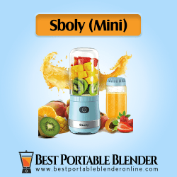 Sboly Portable Mini Blender – USB Rechargeable with fruit ingredients and a portable cup filled with juice