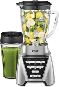 Oster Pro 1200 Blender with Glass Jar & 24-Oz Smoothie Cup Brushed Nickel [Budget-Choice]