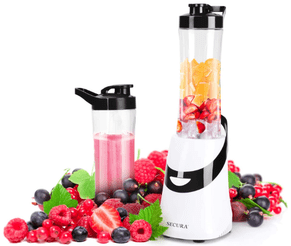 Secura Personal Blender with two (20-Oz) Single Serving Bottles, Travel Lids and fruit items