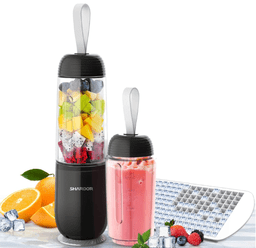 Shardor Portable Smoothie Blender (Black) - 2 Personal Size Shake Bottles, and an ice cube tray