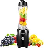 Aicok Personal Travel Blender 300W Single Serve Smoothie Maker for Juice Shakes and Smoothie with 20 oz Tritan BPA Free Travel Bottle (Upgraded), Black