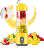 KONKA Personal Size Mini Portable Blender for travel,4000mAh Battery, 17-Oz（420ml） USB Rechargeable Juicer, Fruit Mixer Machine for Shakes and Smoothies, (Home,Office,Travel), Yellow