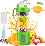 Olivivi Portable Blender for Travel, Multifunctional Mini Blender with 6 Blades, 4000mAh Rechargeable USB Juicer Cup with Strainer, a Cleaning Brush, Green