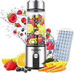 Olivivi Portable Blender for Travel, Multifunctional Mini Blender with 6 Blades, 4000mAh Rechargeable USB Juicer Cup with Strainer, a Cleaning Brush, Green