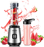 REDMOND Personal Blender 20-Oz Countertop Smoothie Blender - 20000 RPM 300W with 600ml Travel Bottle for Milk Shakes juice Fruit Vegetable BPA Free