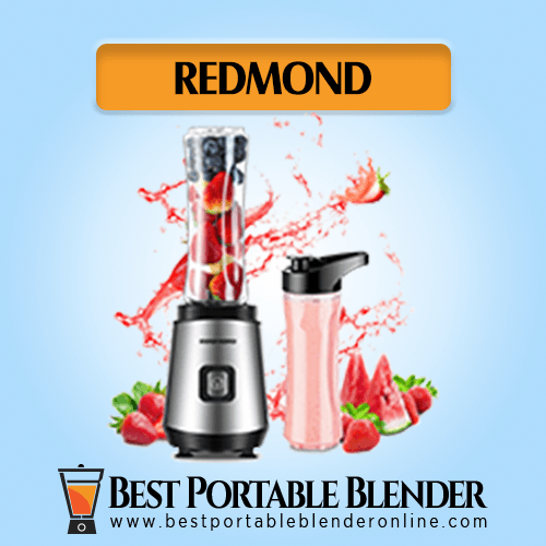 REDMOND Personal Blender filled with fruit ingredients – with 600 ml Take-Along Travel Bottle filled with smoothies