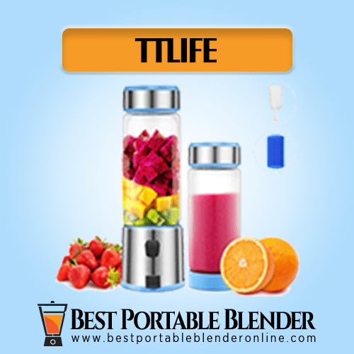 TTLIFE Portable Blender filled with fruit ingredients - with 2 Portable Glass Bottles filled with smoothie [Multi-purpose]